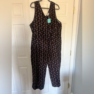 Hayden Black Floral Jumpsuit 1X 100% cotton